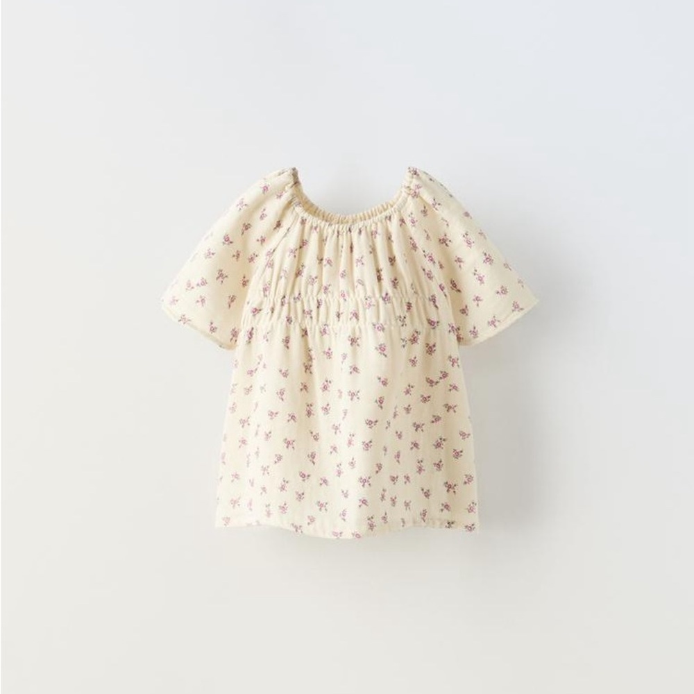 ZARA baby girl floral print crepe top and trousers set 2Y